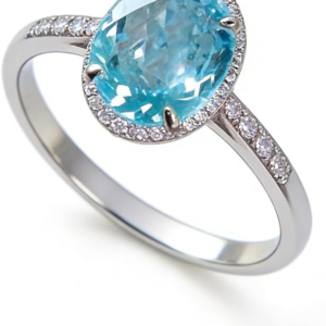 Anillo de Plata Ley .925 con Gema Azul Mistico